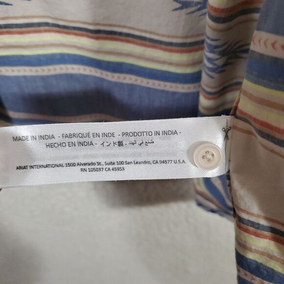 Ariat Retro Fit Mens Shirt XXL Striped Aztec w/ Pearl Snap Buttons Southwestern - Picture 8 of 16